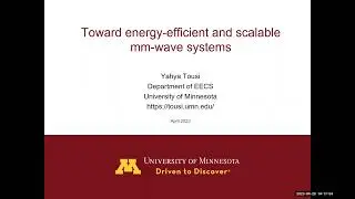 Prof. Yahya Tousi - University of Minnesota - Toward Energy-Efficient and Scalable mm-wave Systems