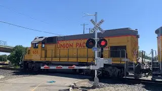 UPY 651 Florin Flyer Local Shoving South - Sac Northern Bike Trail Ped. Crossing, Sacramento CA