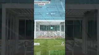 Motorized aluminum louvre roof pergola with sunshade curtain and wind/rain sensor