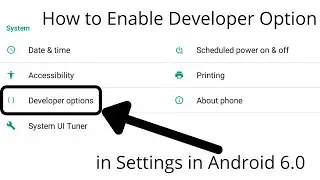 How to enable the Developer Option on Settings in Android 6.0