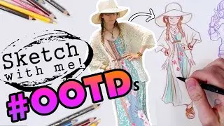 Sketch with me! #12 Painting my "Outfit Of The Day"s 💗