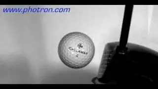 Hi-speed video of a golf ball compressed by driver