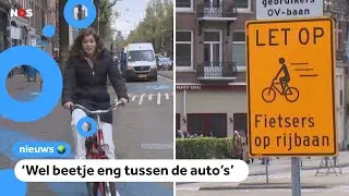 In Amsterdam mogen snelle fietsers nu ook op de rijbaan