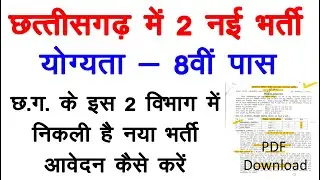 Chhattisgarh 02 New Recruitment 2021 Apply Just Now | CG Job Vacancy 2021 With Pdf Download
