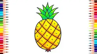 How to draw pineapple step by step || Pineapple drawing colour || Easy pineapple fruits drawing..