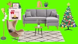 Livingroom with Fireplace and Christmas Tree Green Screen 🛋 🎄 🏠