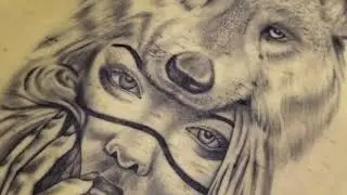 WOLF WITH WOMEN FACE TATTOO TIMELAPSE (TUTORIAL)#tutorial #wolf #tattoo #explore