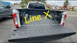 Line X spray on bedliner, before & after Ford F-250.