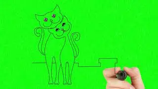 No Copyright Videos - Cats - Drawing  Cats on Green Screen Background Footage - No Copyright Zone