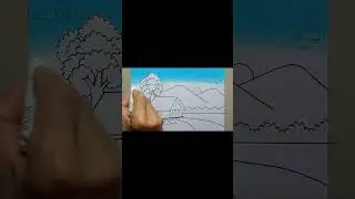 Cara Menggambar Pemandangan Gunung | How to Draw a Mountain Scenery #shorts