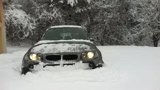 BMW X3 E83 2.0d Snow Drifting On Mountain Road / Alps / Serpentine Road