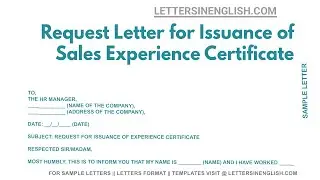 Request Letter For Issuance Of Sales Experience Certificate
