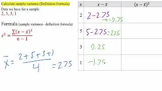 Calculate sample variance (Definition Formula)
