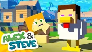 МУЛЬТИК СТИВ И АЛЕКС В МАЙНКРАФТ! СТИВ СТАЛ КУРИЦЕЙ MINECRAFT!