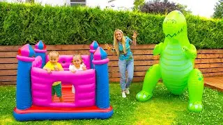 Alex and Gaby Play HIDE AND SEEK with Inflatable Toys | Alex Toys VS Gaby Toys
