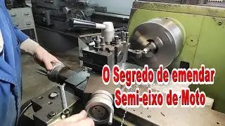 THE SECRET of REPAIRING MOTORCYCLE AXLE on a LATHE * How to repair motorcyle axle * Working with ...