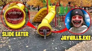 Drone Catches SLIDE EATER EATS BLIPPI, VLAD AND NIKI AT THE PLAYGROUND!! *SLIDE EATER IN REAL LIFE*