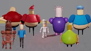 What If I Play As Everyone In All Obby Barry Police man, Bob Dentist, Escape Papa Pizza Roblox Games
