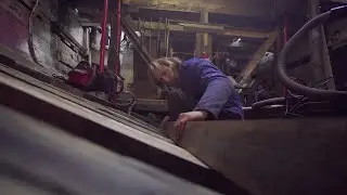 Fairing and hanging the first ceiling plank