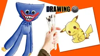 Drawing｜ Pikachu ⚡️ Huggy wuggy 🔵 ｜KIDS｜ painting & coloring