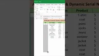 Automatic Format & Dynamic Serial Number | Excel Tips and tricks | #shorts