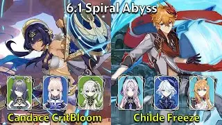 C6 Candace CritBloom & C0 Childe Freeze - Genshin Impact 6.1 Spiral Abyss Full Clear