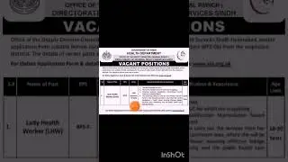 Sindh Lady Health Worker Jobs 2023 || (2792) Vecancy all Sindh apply now #viral #subscribe