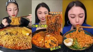 ASMR Mukbang | Spicy Noodles with Soft Eggs (Eating Sounds) 매운 라면 먹방