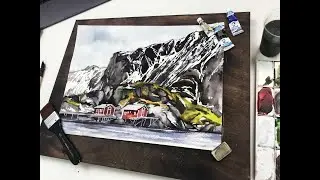 Мастер-класс по акварели «Норвежский пейзаж» | Как нарисовать гору поэтапно