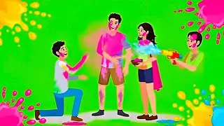 Holi Kids Playing Colors Green Screen | Holi colour blast