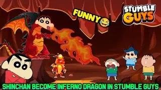 Shinchan become inferno dragon 😂 | shinchan playing stumble guys with bo, kazama and masao | hindi