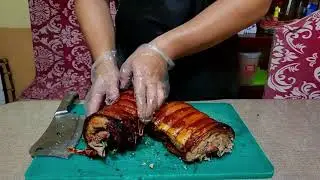 Paano i-chop ang lechon belly into bite size! Sarap nito!