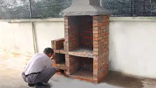 Build a beautiful 2-in-1 wood stove from red bricks and cement