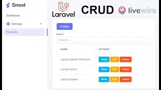 Laravel 12 + Sneat + Livewire CRUD example
