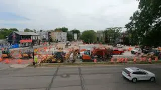 Time-lapse of Workers Doing Street Construction on Rhode Island Ave in Washington DC