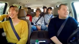 BTS Carpool karaoke with James Corden singing Bruno Mars "FINESSE"