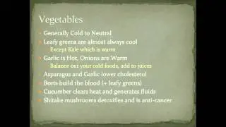 Chinese Medicine Nutrition: Vegetables and Their General Qualities
