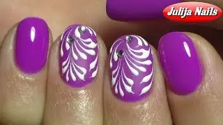 ▲ Вензеля на коротких ногтях / Матовый маникюр на гель лаке