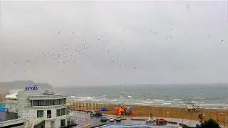 Сильный ливень. Шторм на море 🌧  