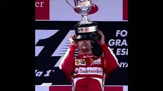 Fernando Alonso celebrates winning his home grand prix...