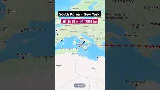 South Korea to New York flight ✈️ route explore live #flight #route #explore #excelbytesized