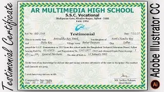 Professional Testimonial Certificate Design in Adobe Illustrator CC|Certificate Design AI 2019