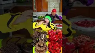 Ice cream challenge! Chocolate vs red food 