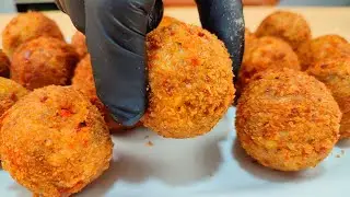 Mouthwatering Europe and Food Potato Balls Fry