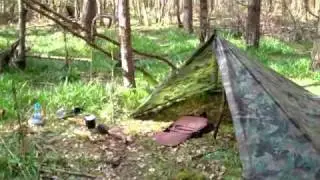 How To Bushcraft - Tarp setup in the woods, coffee on the go.