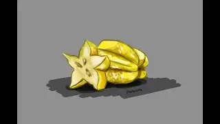 Photoshop'ta Yıldız Meyvesi (Karambola) Çizmek // Drawing Star Fruit in Photoshop (Satisfying Video)