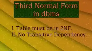Introduction of Third Normal Form in dbms