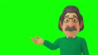 Man talking green screen animation background, 3D animation video 