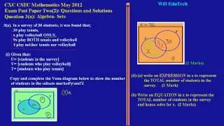 CSEC CXC Maths Past Paper 2 Question 3a May 2012 Exam Solutions (Answers)_ by Will EduTech