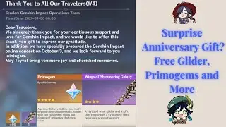 Genshin Impact Surprise Gift Anniversary from Mihoyo ? Free glider and primogem total 10 pulls ?